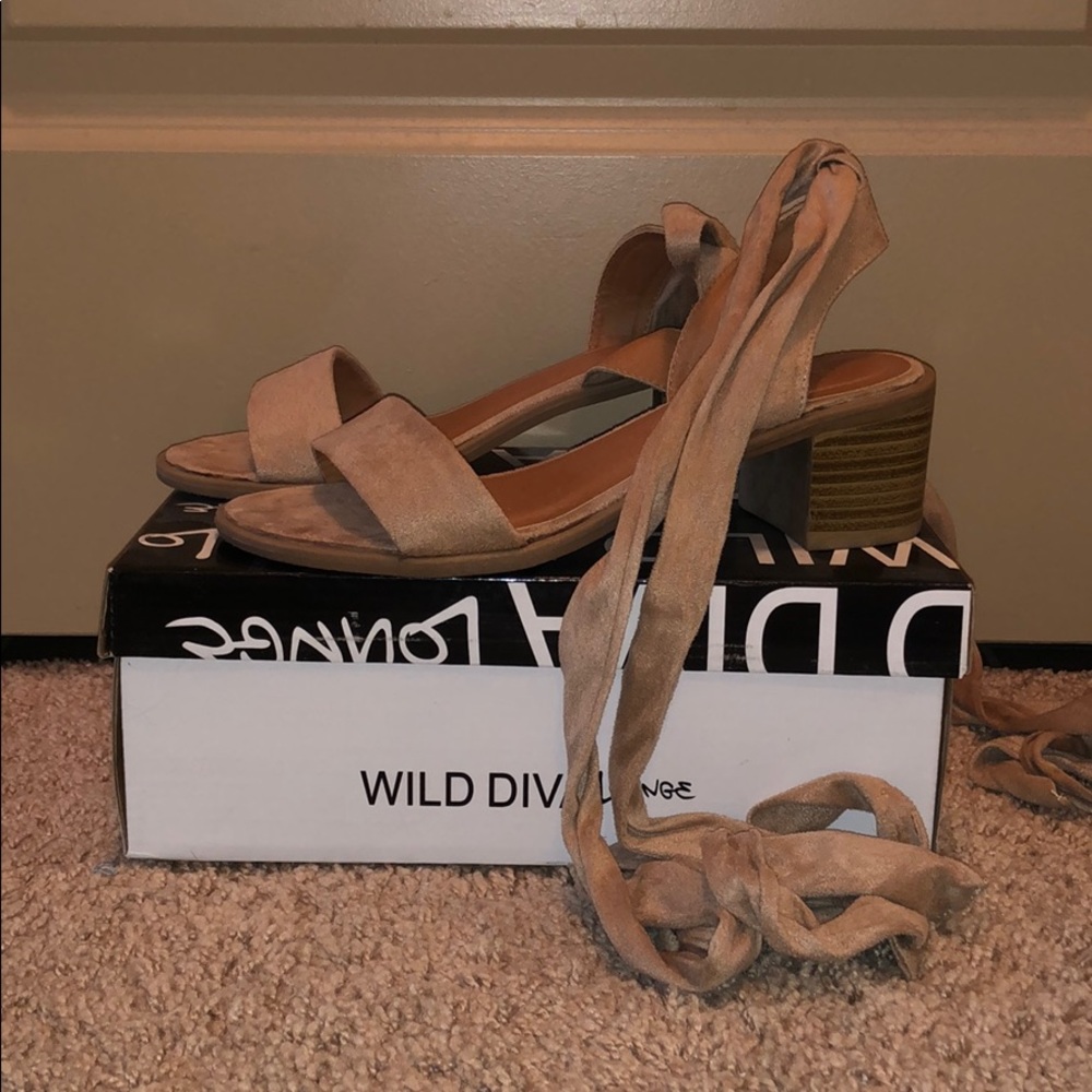 Lace up block heels